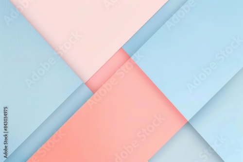 Minimal geometric background with coral pink and light blue paper creating overlapping shapes in a modern design. Perfect for flyers, brochures, or digital presentations