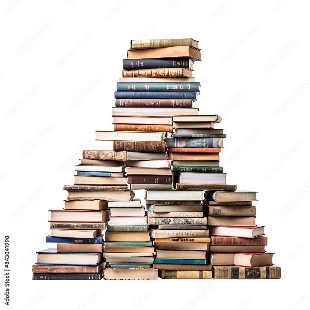 stack of old books isolated on transparent background, clipping path, png, stack of old books isolated on transparent background, clipping path, png,