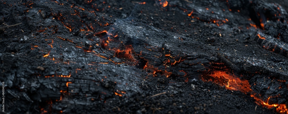 Stark, ash-strewn mountain close-up, residual embers smoldering, isolated backdrop. Stark, ash-strewn mountain close-up, residual embers smoldering, isolated backdrop.