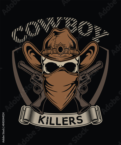 Cowboy Killers skull with graphic t-shirt design