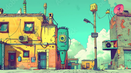 A comic strip vignette capturing a whimsical scenario with quirky characters and playful humor, rendered in vivid colors and sharp lines, captured in HD