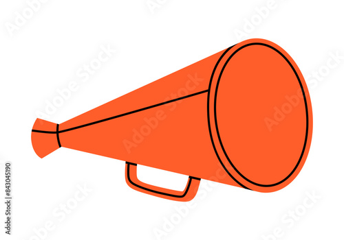 Hand drawn cute cartoon illustration retro megaphone or loudspeaker. Flat vector store promotion, announcement, advertisement bullhorn sticker doodle. News alert icon. Communication speaker. Isolated.
