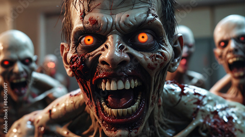 From the abandoned asylum, crazed zombies with bloodshot eyes and gnashing teeth hunt for fresh victims, Generative AI