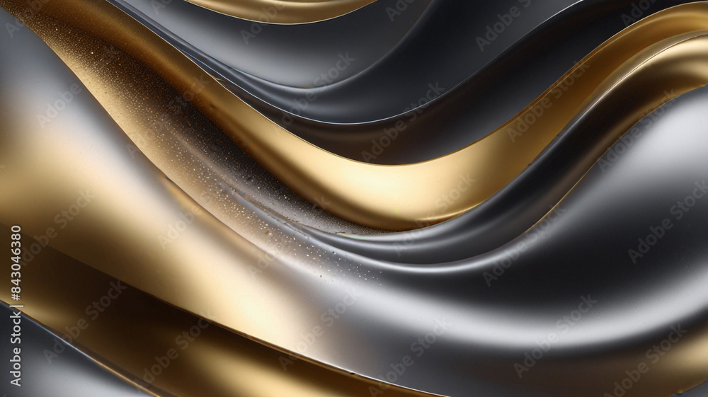 Fototapeta premium 3d black and gold abstract gradient wave background. abstract neon background concept. 