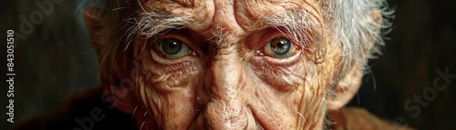 A closeup portrait of an old man's face