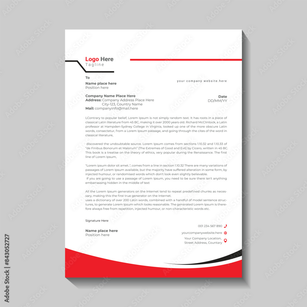 modern and business letterhead design template