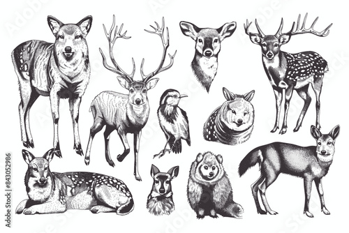 vector world wild animals, mammals, fish, reptiles, and birds. Rare animals. Funny flat characters, good for banners, prints, patterns, infographics, children's book illustrations etc generated ai