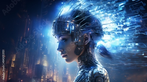 the woman in the image is wearing a futuristic suit