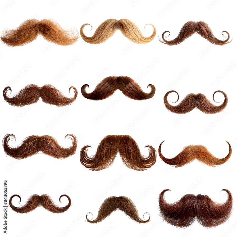 Obraz premium Set of moustache isolated on white background.