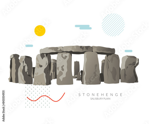 Stonehenge - Salisbury Plain, UK's Cultural Icon - Stock Illustration