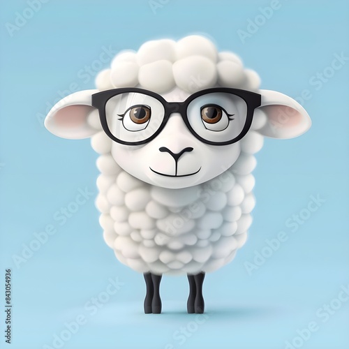 cute sheep cartoon character with sun glasses, 3d illustration photo