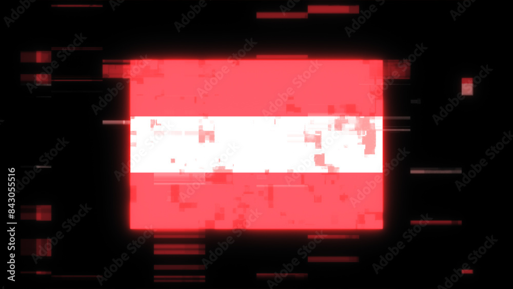3D rendering flag Austria with screen effects of technological glitches 3D rendering flag Austria with screen effects of technological glitches