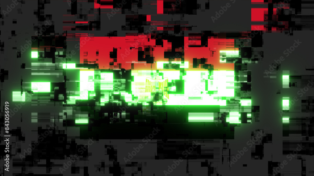 3D rendering flag Egypt with screen effects of technological glitches 3D rendering flag Egypt with screen effects of technological glitches