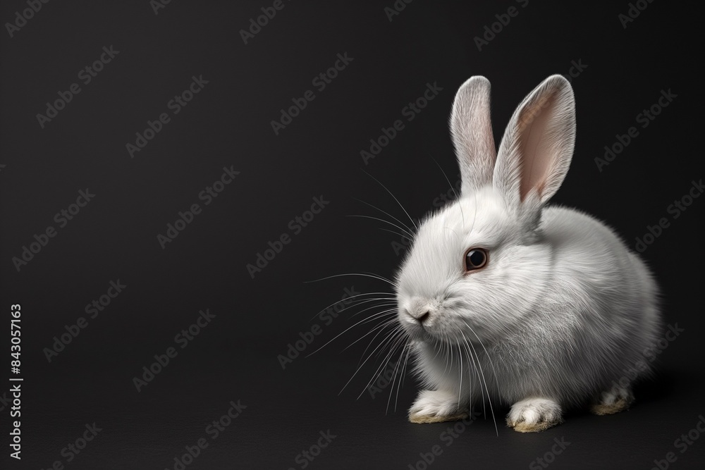A studio photo of a cute rabbit against a background of pastel colours, taken with soft lighting. Space for copy. A studio photo of a cute rabbit against a background of pastel colours, taken with soft lighting. Space for copy.