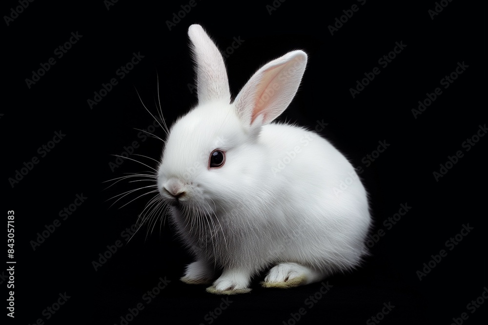 A studio photo of a cute rabbit against a background of pastel colours, taken with soft lighting. Space for copy. A studio photo of a cute rabbit against a background of pastel colours, taken with soft lighting. Space for copy.