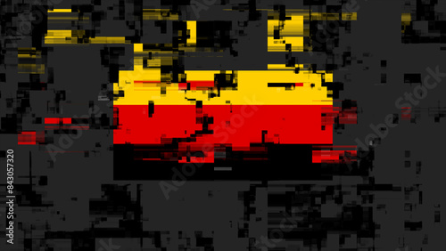 3D rendering flag Germany with screen effects of technological glitches