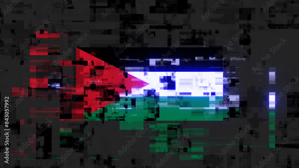 3D rendering flag Jordan with screen effects of technological glitches 3D rendering flag Jordan with screen effects of technological glitches