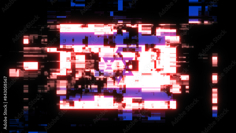 3D rendering flag Israel with screen effects of technological glitches 3D rendering flag Israel with screen effects of technological glitches
