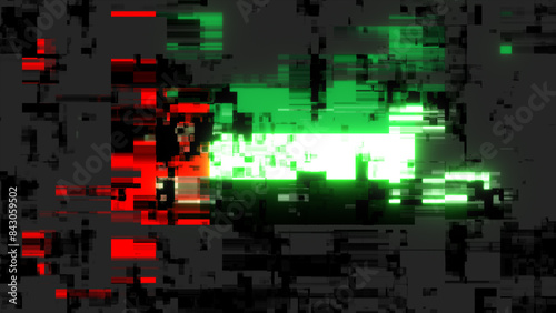 3D rendering flag UAE with screen effects of technological glitches