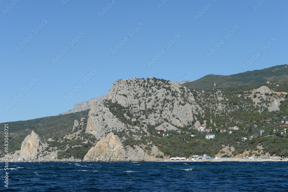 Naklejka premium The rocky shore near the village of Simeiz. Crimea