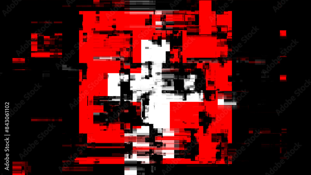 Naklejka premium 3D rendering flag Switzerland with screen effects of technological glitches