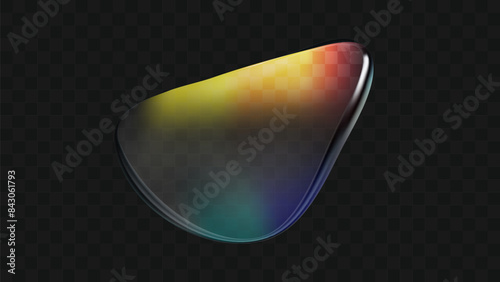 3d holographic abstract shape. Liquid crystal with prism gradient blob object. Organic fluid bubble element with rainbow reflection for overlay. Empty transparent futuristic refraction neon flare