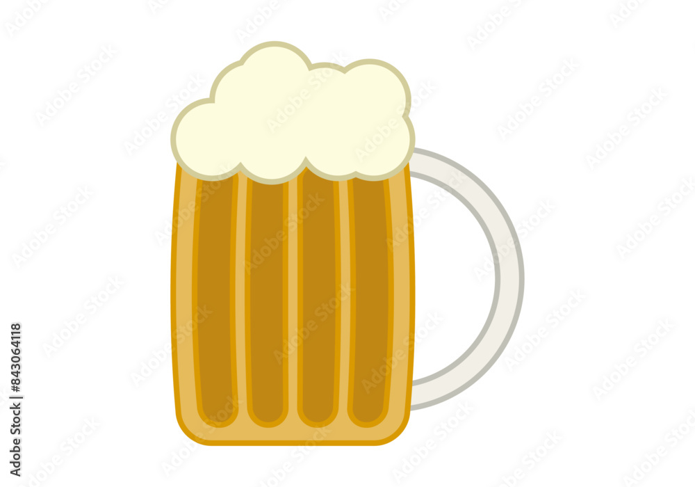 Jarra de cerveza con espuma en fondo blanco Jarra de cerveza con espuma en fondo blanco