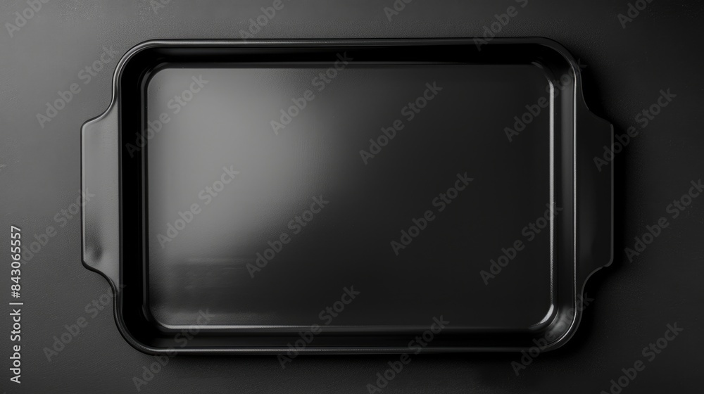 Black Tray Top View. Empty Baking Tray for Pizza Isolated on Metal Background Black Tray Top View. Empty Baking Tray for Pizza Isolated on Metal Background