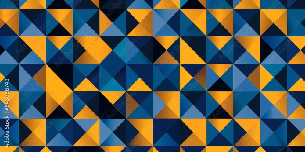 Abstract Geometric Pattern In Yellow, Blue Abstract Geometric Pattern In Yellow, Blue