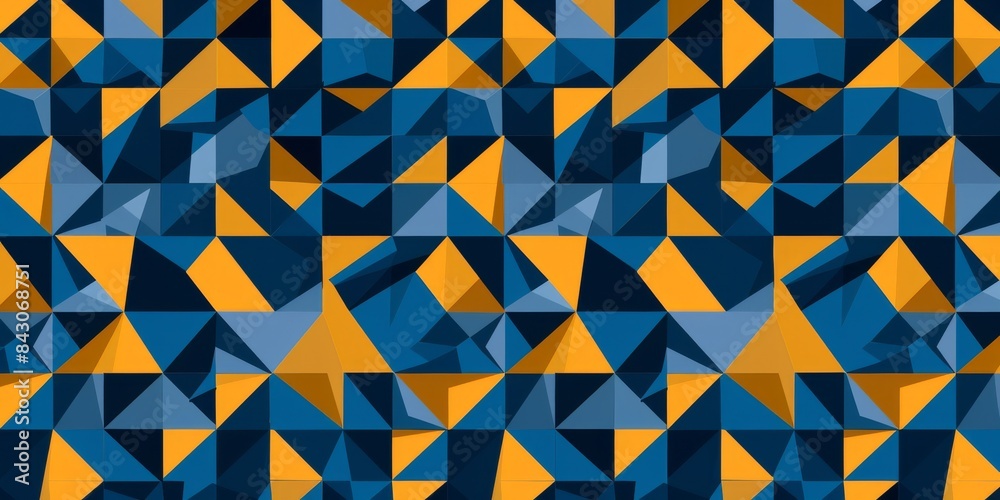 Abstract Geometric Pattern In Yellow, Blue Abstract Geometric Pattern In Yellow, Blue