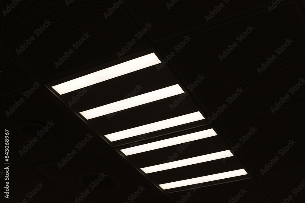 Fototapeta premium A lamp for illuminating the interior of the room hangs on the ceiling.