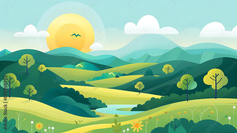Obraz premium flat landscape illustration
