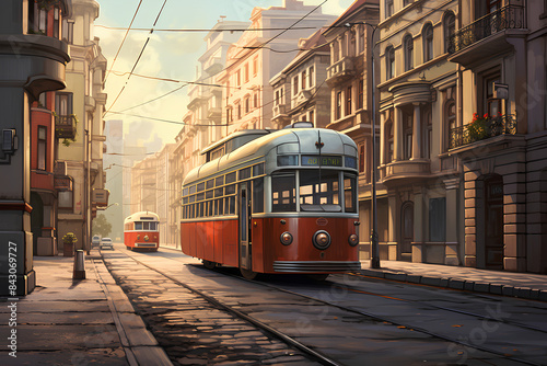 a bus on a deserted street in a city
