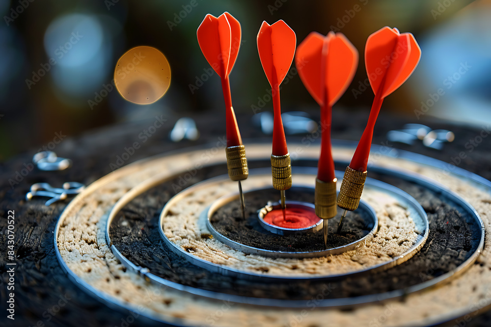 A dart precisely hitting the middle of a target, symbolizing accuracy and success in achieving goals.