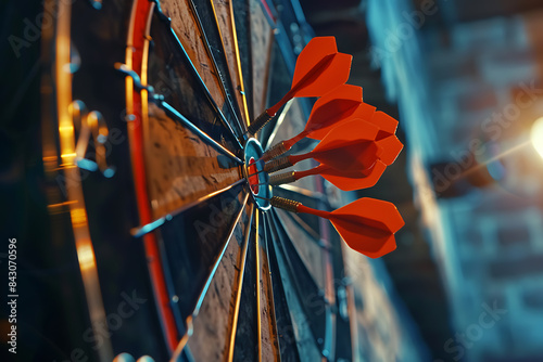 Wallpaper Mural A dart precisely hitting the middle of a target, symbolizing accuracy and success in achieving goals. Torontodigital.ca
