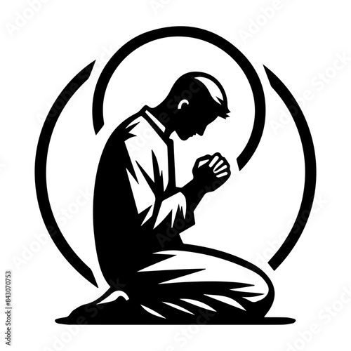 Silhouette of man praying