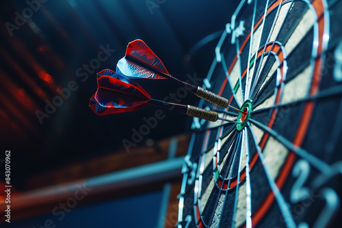 Wallpaper Mural A dart precisely hitting the middle of a target, symbolizing accuracy and success in achieving goals. Torontodigital.ca