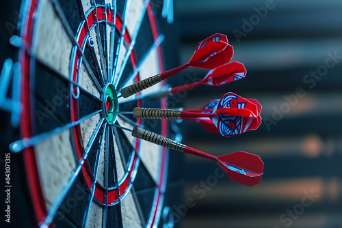 A dart precisely hitting the middle of a target, symbolizing accuracy and success in achieving goals.