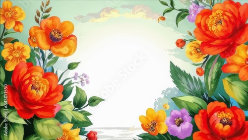 Illustration with bright colors and space for text in the middle.