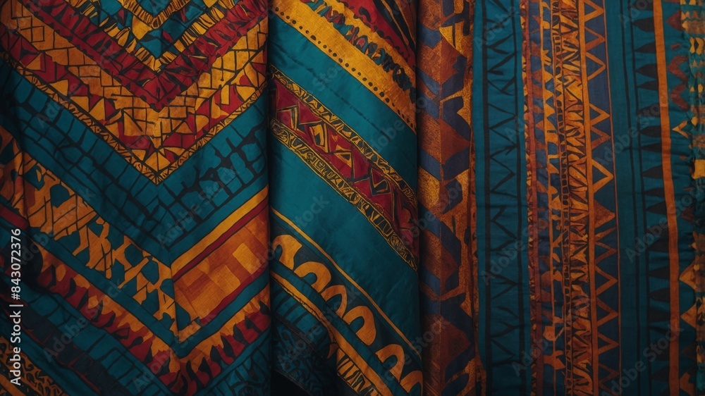 Background with fabric with African colors and patterns. Background with fabric with African colors and patterns.
