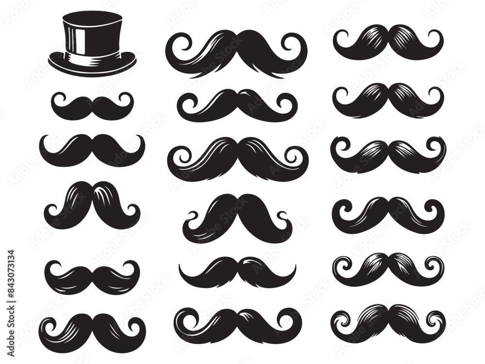 mustache line line art