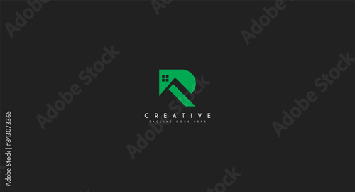 Initial Letter R House, Home, Real estate logo design vector illustration.