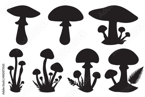 mushroom vector silhouette line art