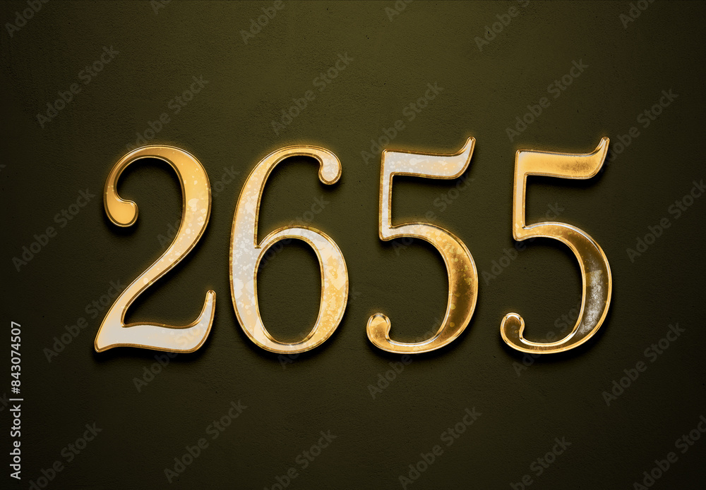 Old gold effect of 2655 number with 3D glossy style Mockup. Old gold effect of 2655 number with 3D glossy style Mockup.