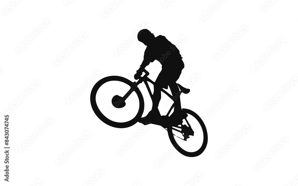 a boy with a bicycle silhouette vector illustration icon a boy with a bicycle silhouette vector illustration icon