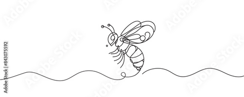 one line bee vector illustration, one line style