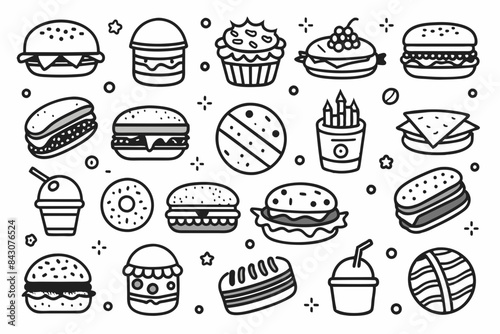 icons, hamburger, pizza, cheeseburger, meal, fast food, cheese, bun, restaurant, meat, bread, food