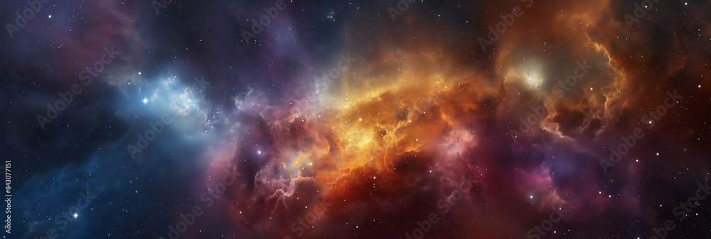 Naklejka premium mesmerizing view of the galaxy filled with stars and nebulae. Capture the beauty of the cosmos and let your imagination wander across the universe.