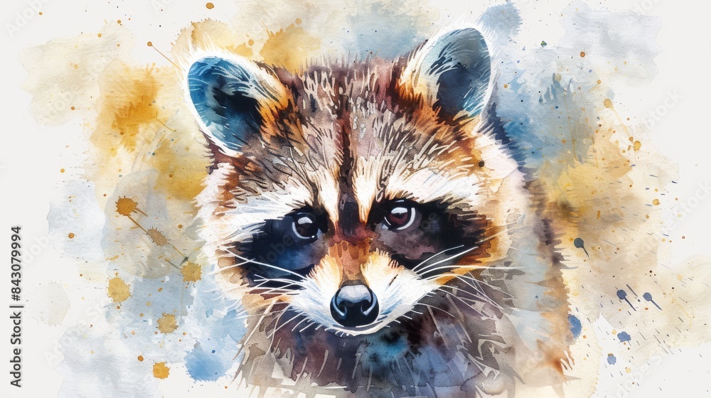 Watercolor painting of a raccoon. Watercolor painting of a raccoon.