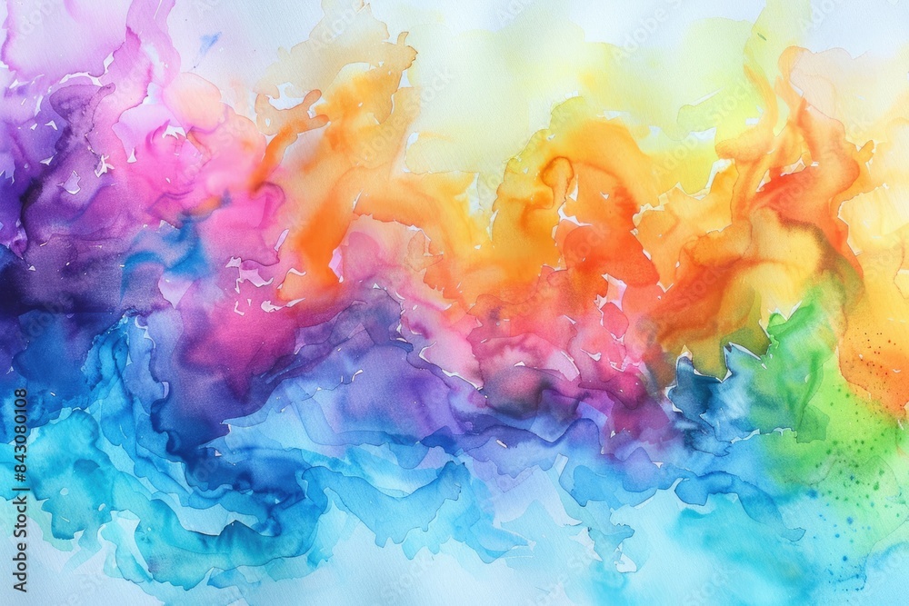 Tie Dye Watercolor. A Rainbow of Colors in Vibrant Watercolor Artwork